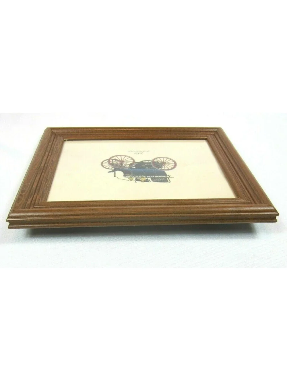 1897 First Oldsmobile Antique Auto Lithograph Print 12x10 Wood Framed in Glass